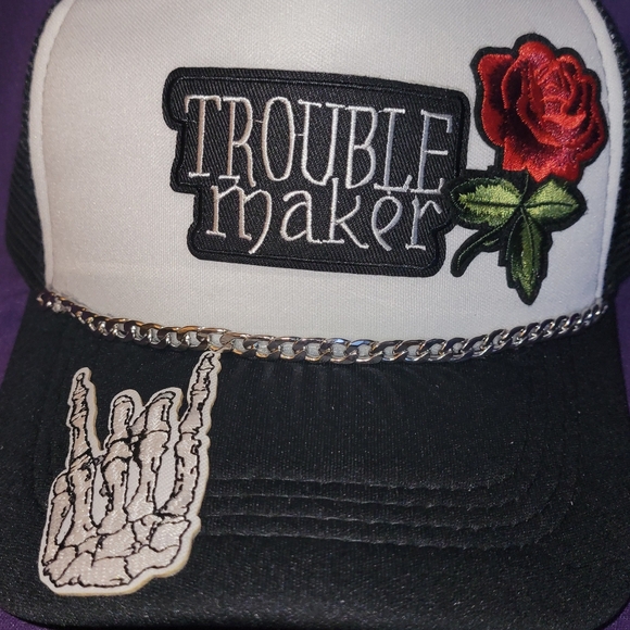 Other - Handmade Trucker Hat with Rose Patch